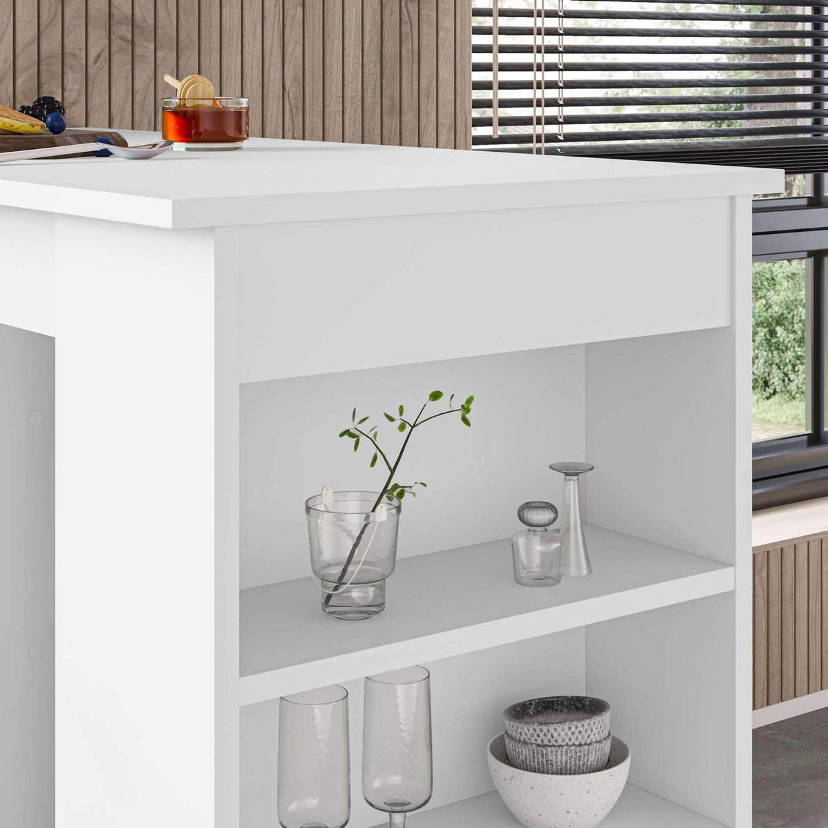 Habitat et Jardin Table de bar en bois  Swallow  117 x 54 x 101,8 cm - Blanc