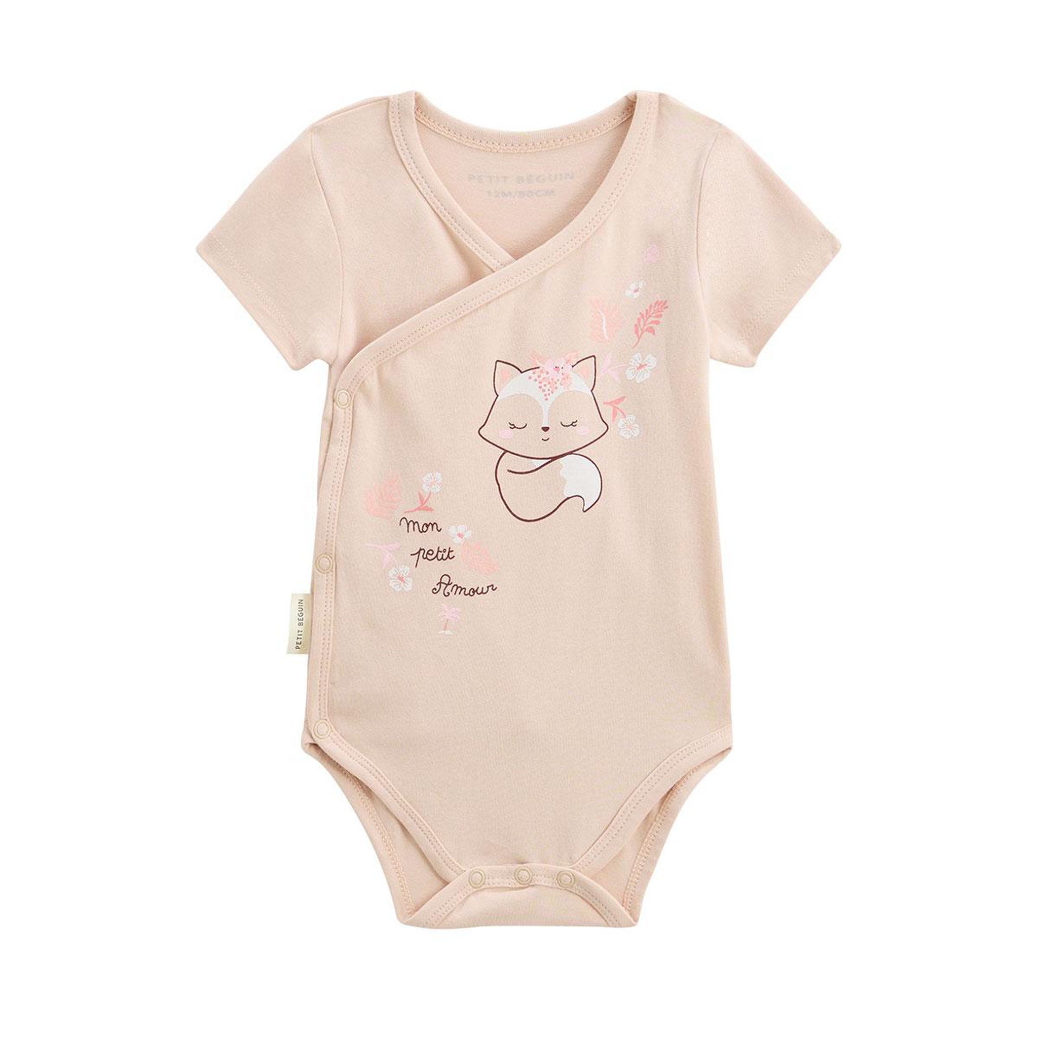 Voir la diapositive 6 : Petit Béguin Lot de 2 bodies bébé manches courtes ouverture croisée louison