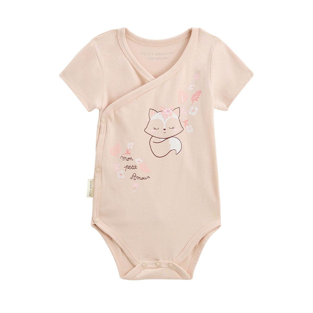 Petit Béguin Lot de 2 bodies bébé manches courtes ouverture croisée Louison