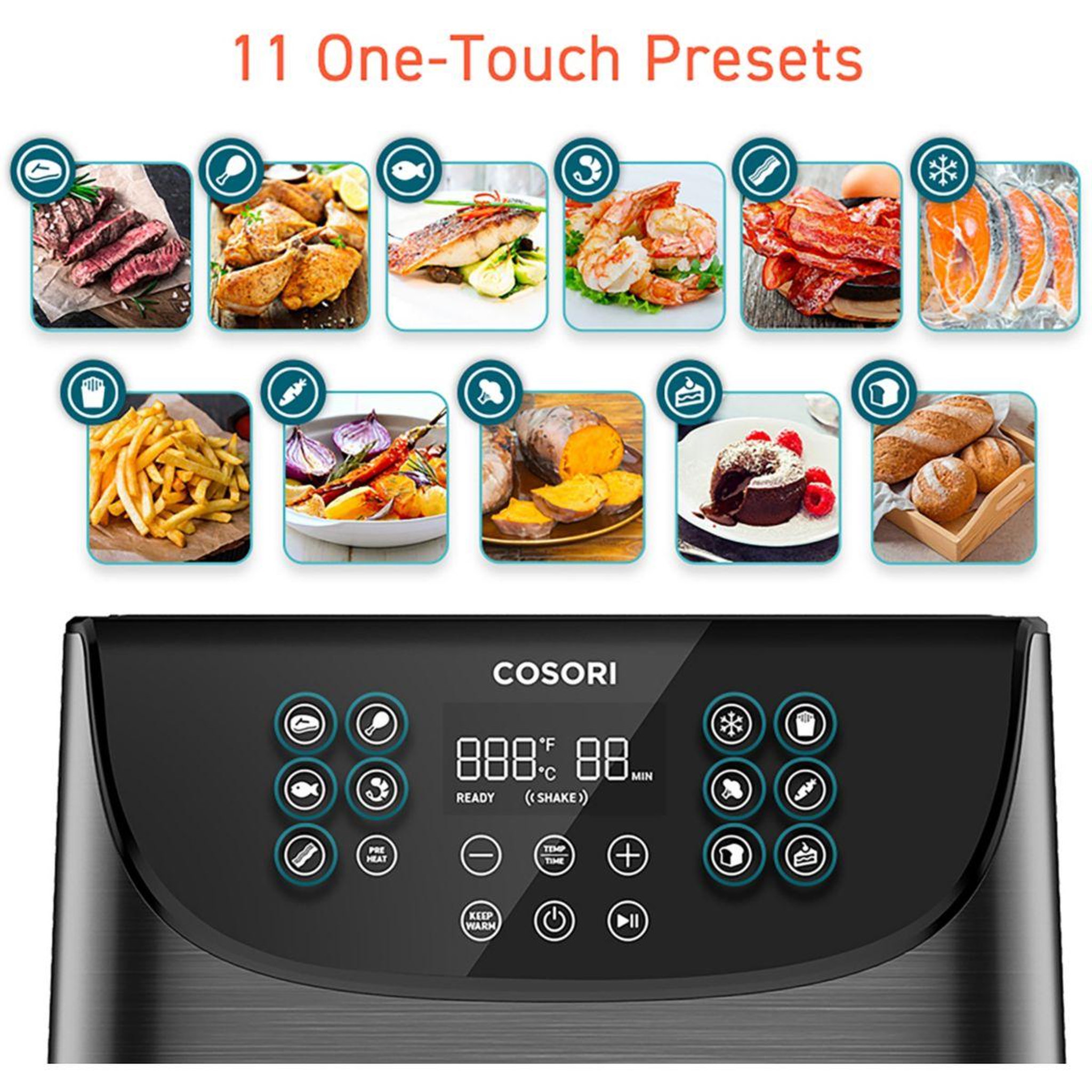 Voir la diapositive 5 : COSORI Friteuse sans huile CP158 Premium Chef Edition Noir + grille