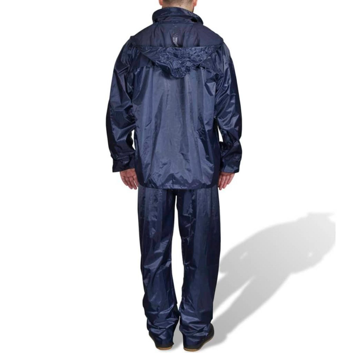 VIDAXL Combinaison de pluie avec capuche 2 pieces Bleu marine XXL