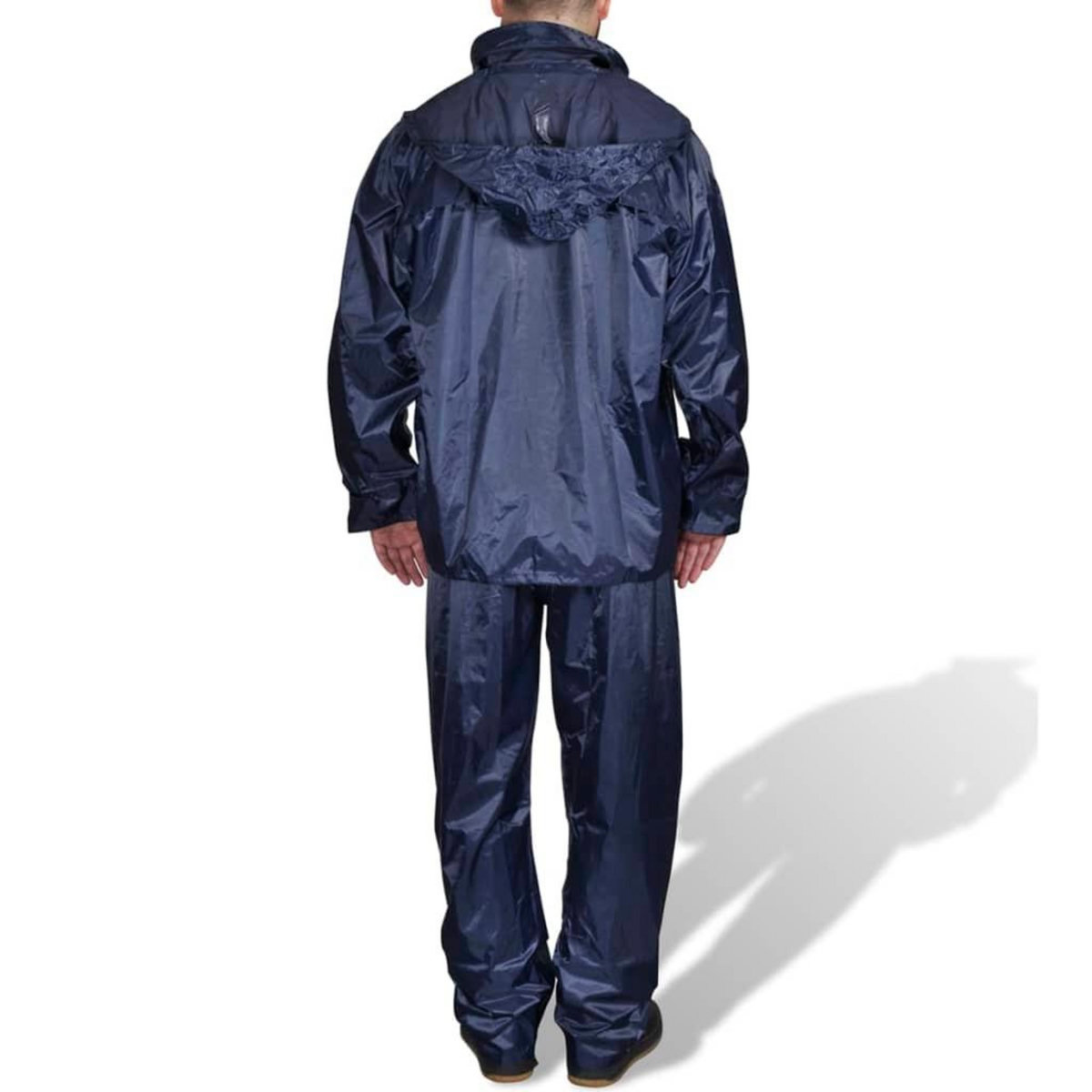 VIDAXL Combinaison de pluie avec capuche 2 pieces Bleu marine XXL