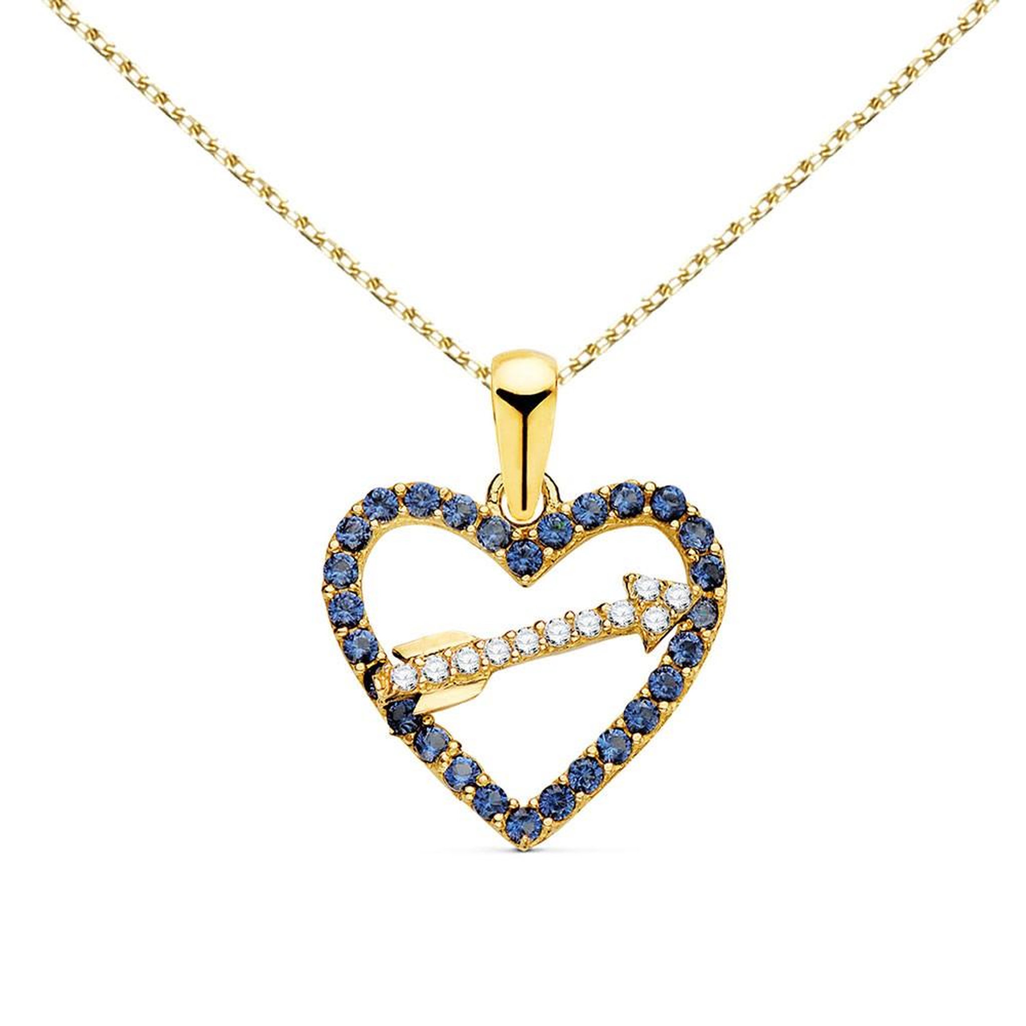 L'ATELIER D'AZUR Collier - Pendentif Or 18 Carats 750/000 Jaune  - Coeur et Flèche - Chaine Dorée