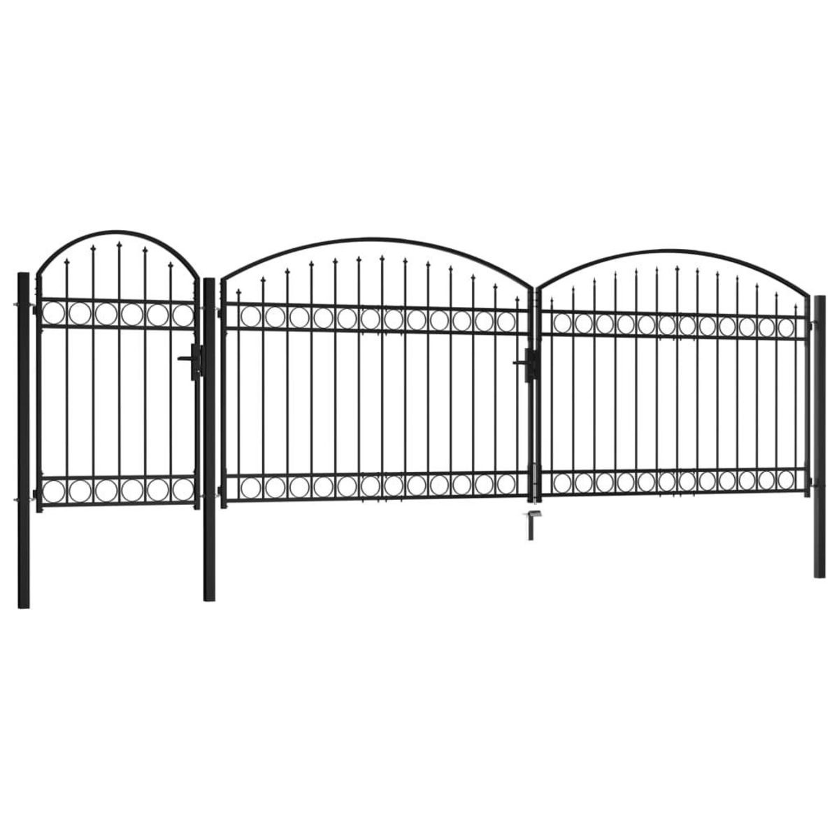 VIDAXL Portail de jardin avec dessus arque Acier 1,75 x 5 m Noir
