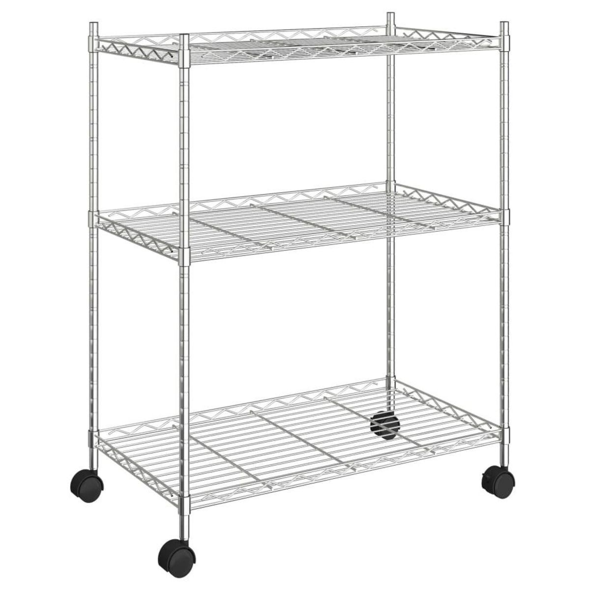 VIDAXL Etagere de rangement 3 niveaux et roues 60x35x81cm chrome 150kg