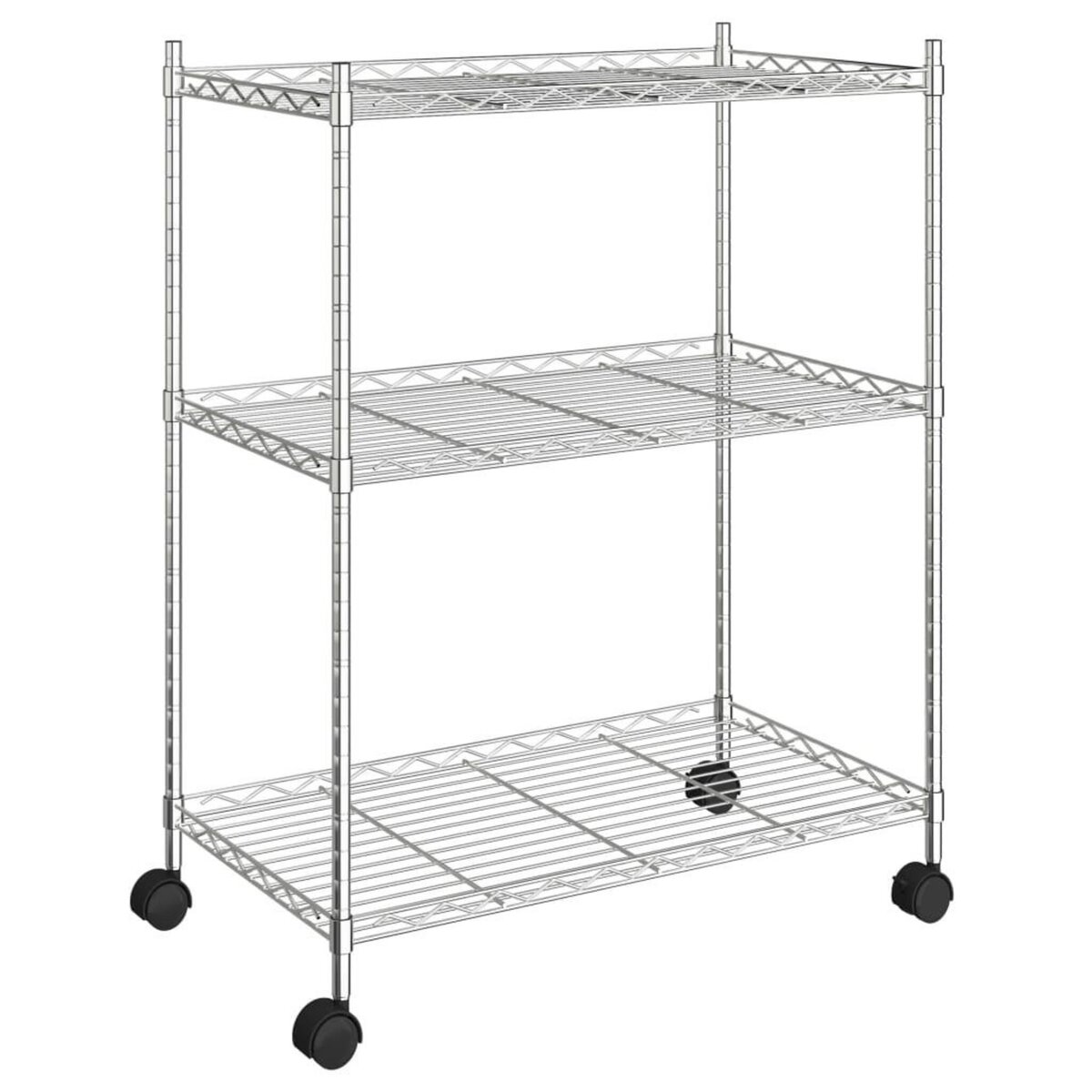 VIDAXL Etagere de rangement 3 niveaux et roues 60x35x81cm chrome 150kg