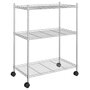 Voir la diapositive 2 : VIDAXL Etagere de rangement 3 niveaux et roues 60x35x81cm chrome 150kg