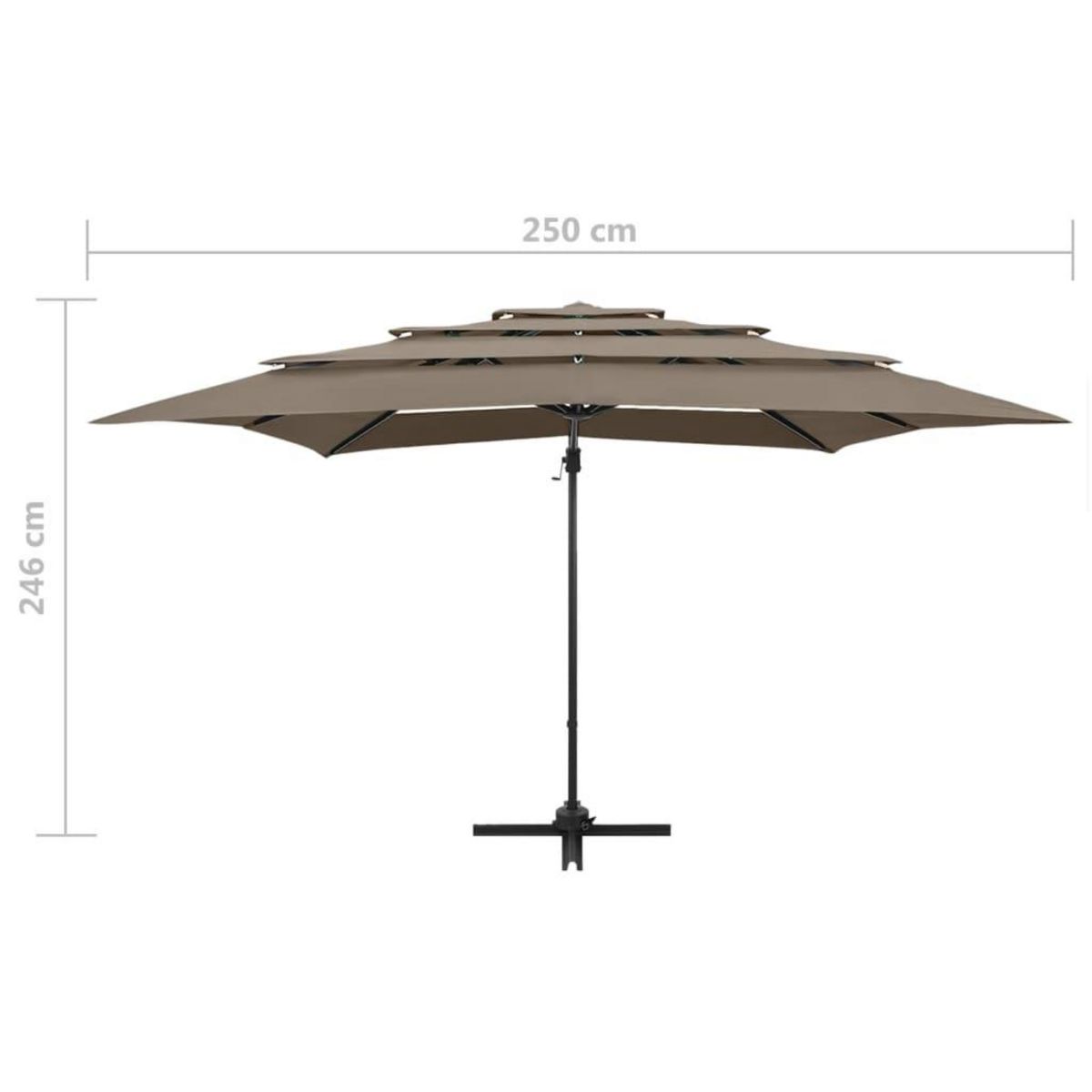 VIDAXL Parasol de jardin a 4 niveaux avec mat en aluminium taupe