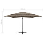 Voir la diapositive 6 : VIDAXL Parasol de jardin a 4 niveaux avec mat en aluminium taupe