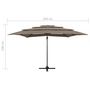 Voir la diapositive 6 : VIDAXL Parasol de jardin a 4 niveaux avec mat en aluminium taupe