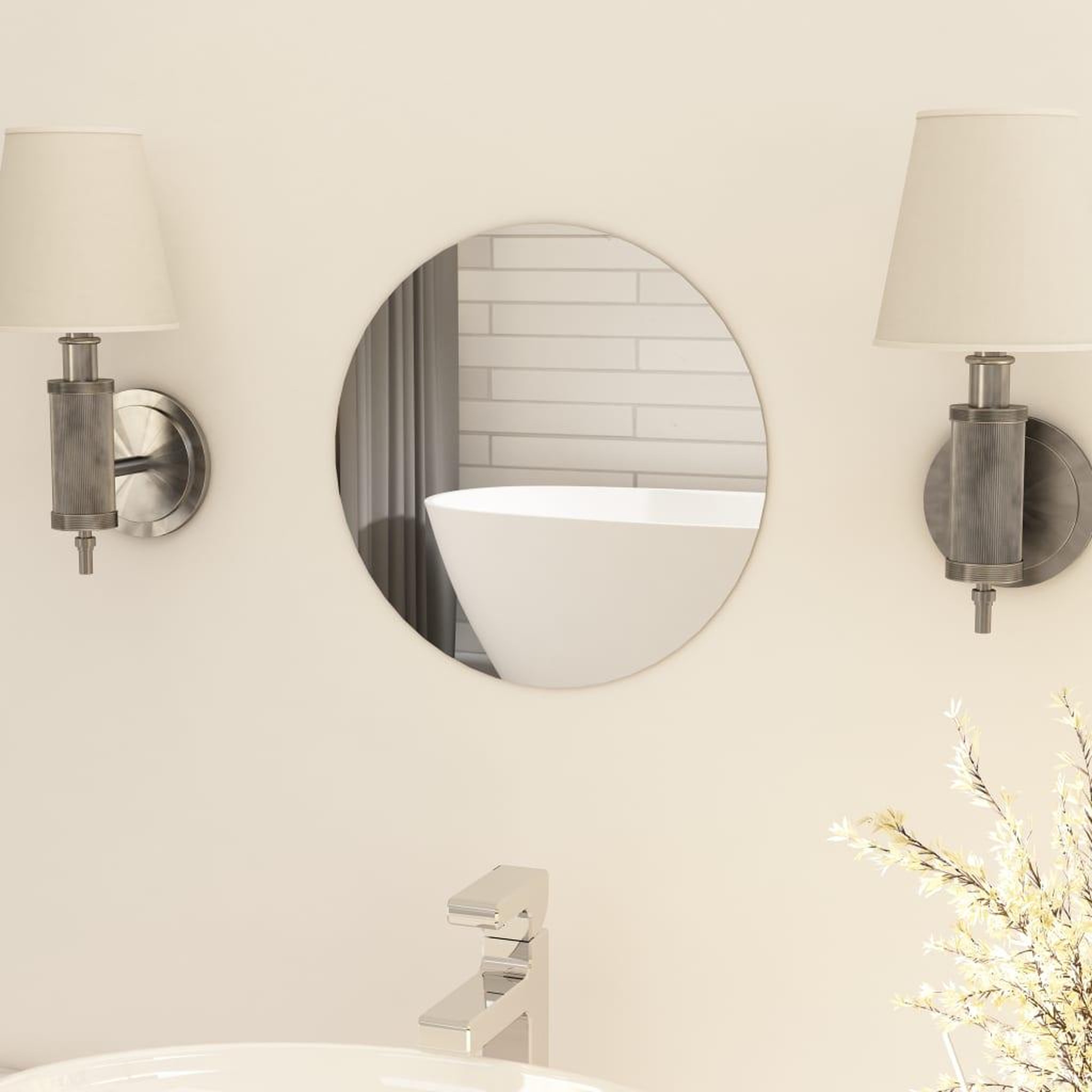 Voir la diapositive 1 : VIDAXL Miroir rond sans cadre 30 cm Verre