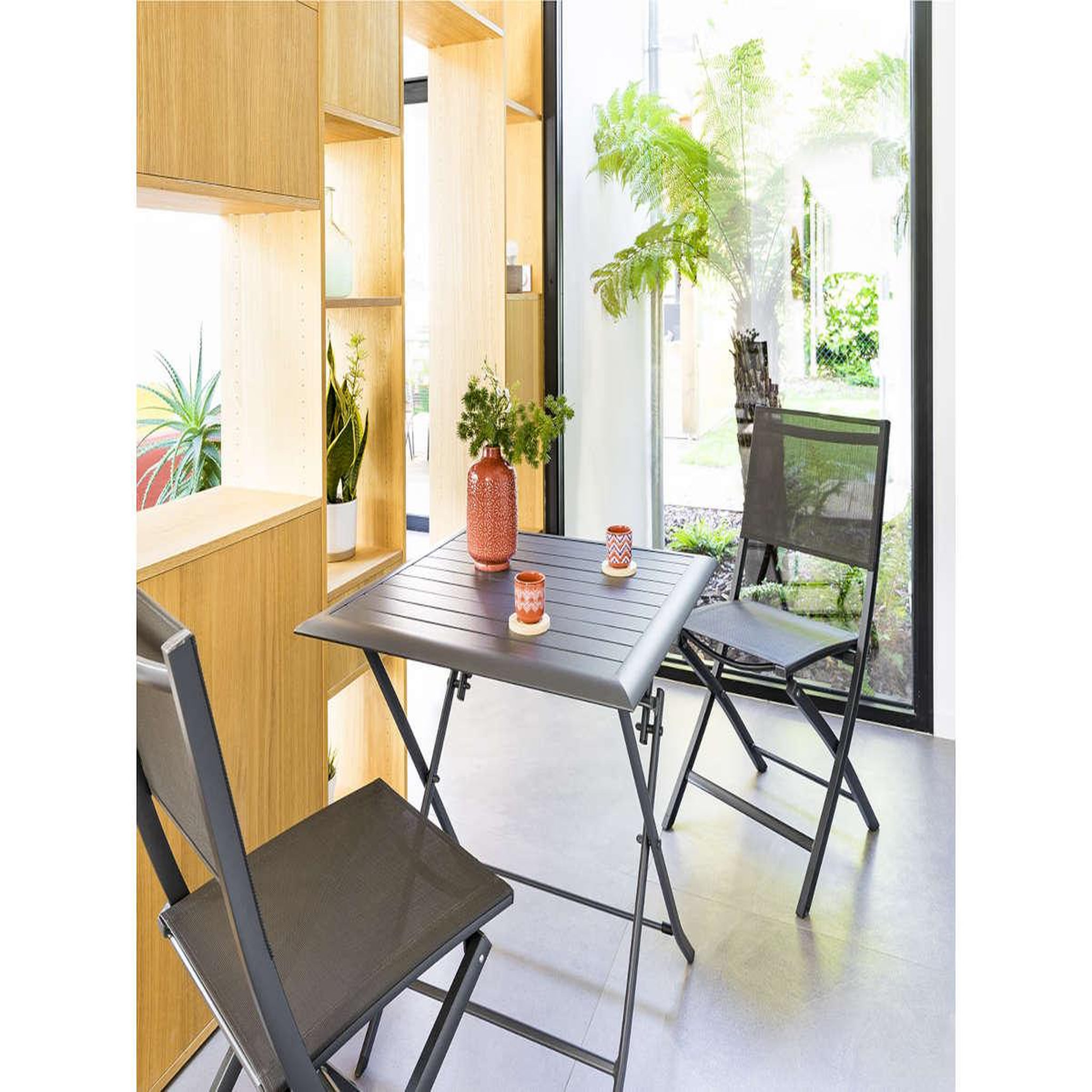 HESPERIDE Table de jardin carrée Azua 2 places Graphite - Hespéride