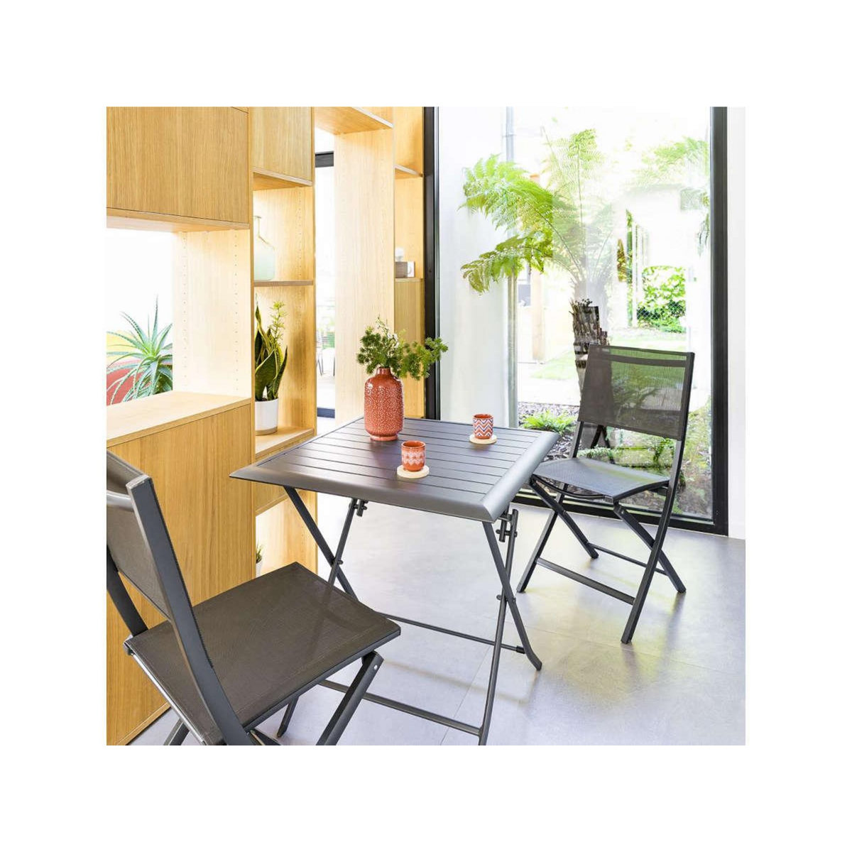 HESPERIDE Table de jardin carrée Azua 2 places Graphite - Hespéride