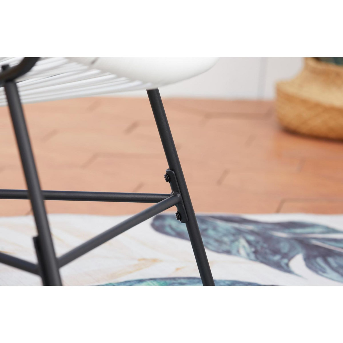 CONCEPT USINE Salon de jardin 2 fauteuils ronds et table basse blanc ACAPULCO