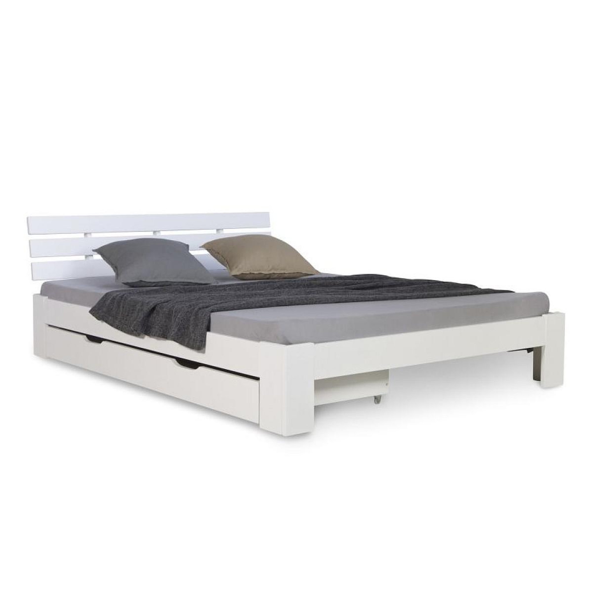 HomeStyle4U Lit double 140x200 cm avec tiroir de lit sommier