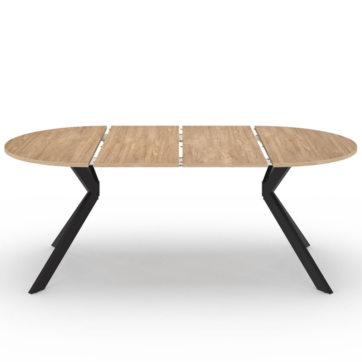 ID MARKET Table à manger extensible ronde ALIX 4-10 personnes pied araignée bois et noir 110 - 200 cm