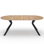 Voir la diapositive 3 : ID MARKET Table à manger extensible ronde ALIX 4-10 personnes pied araignée bois et noir 110 - 200 cm