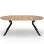 Voir la diapositive 3 : ID MARKET Table à manger extensible ronde ALIX 4-10 personnes pied araignée bois et noir 110 - 200 cm