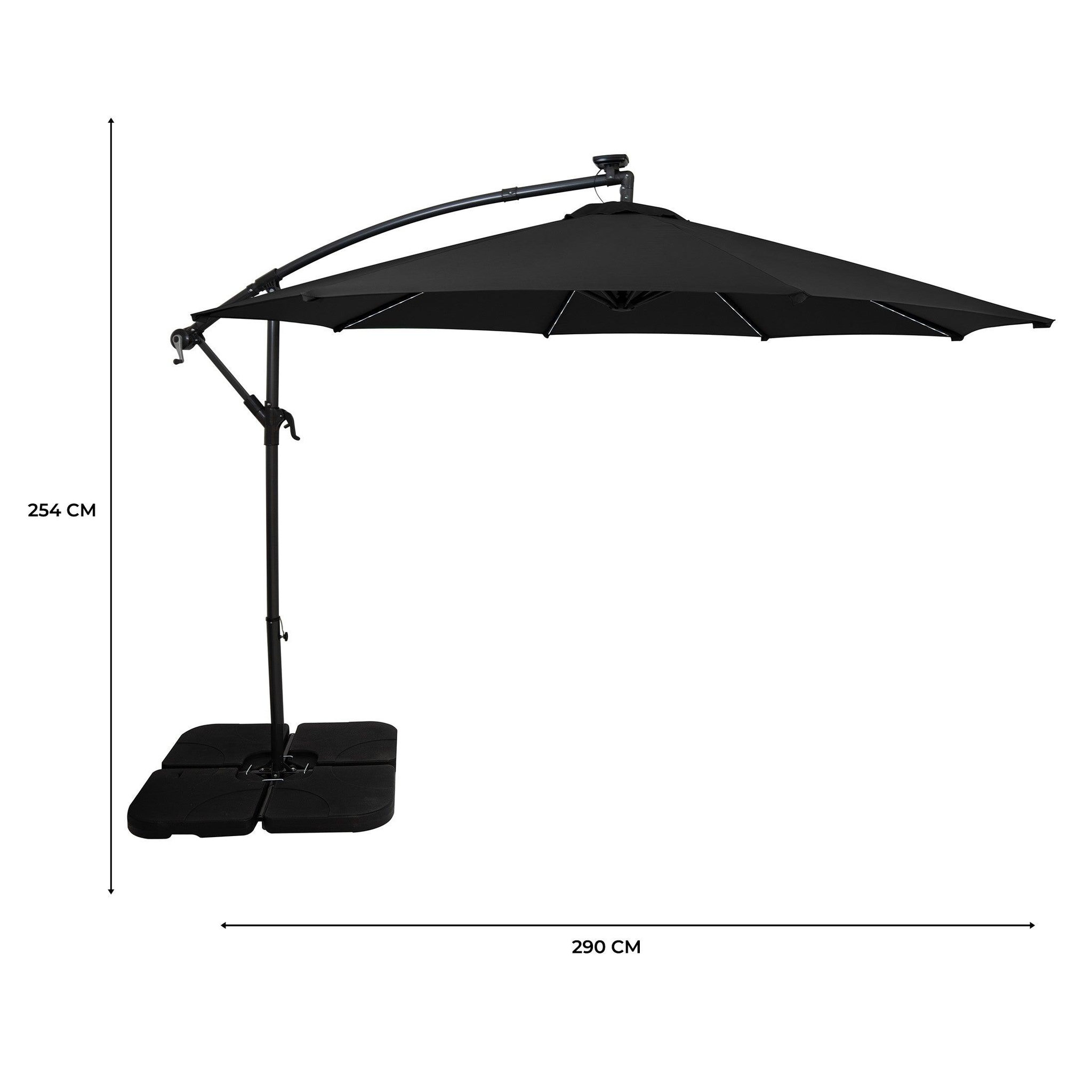 Voir la diapositive 5 : Monster Parasol Banane à Mât Déporté à LED 3 m & Pied Carré
