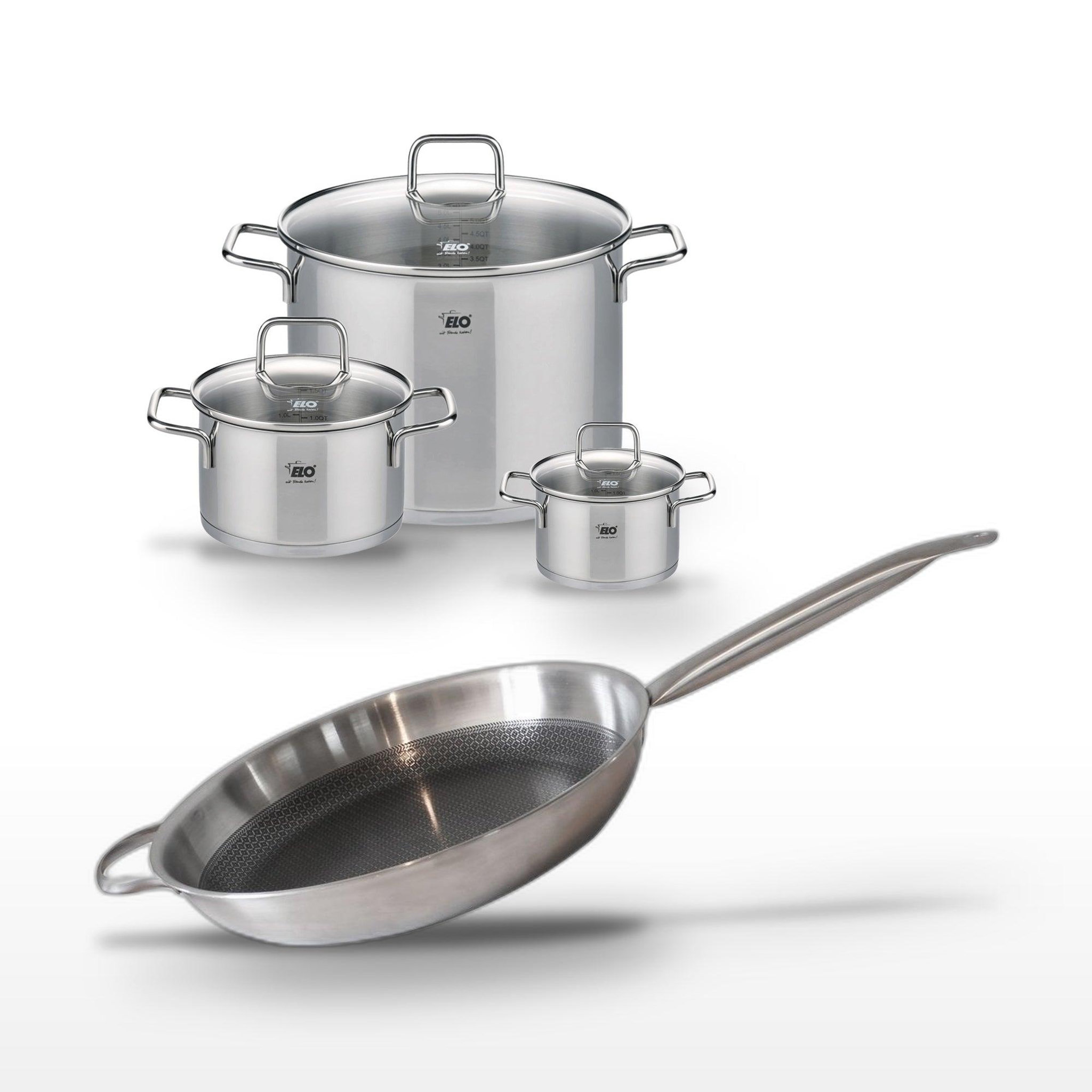 ELO Lot de 3 faitouts elo relief solution et poêle 32 cm