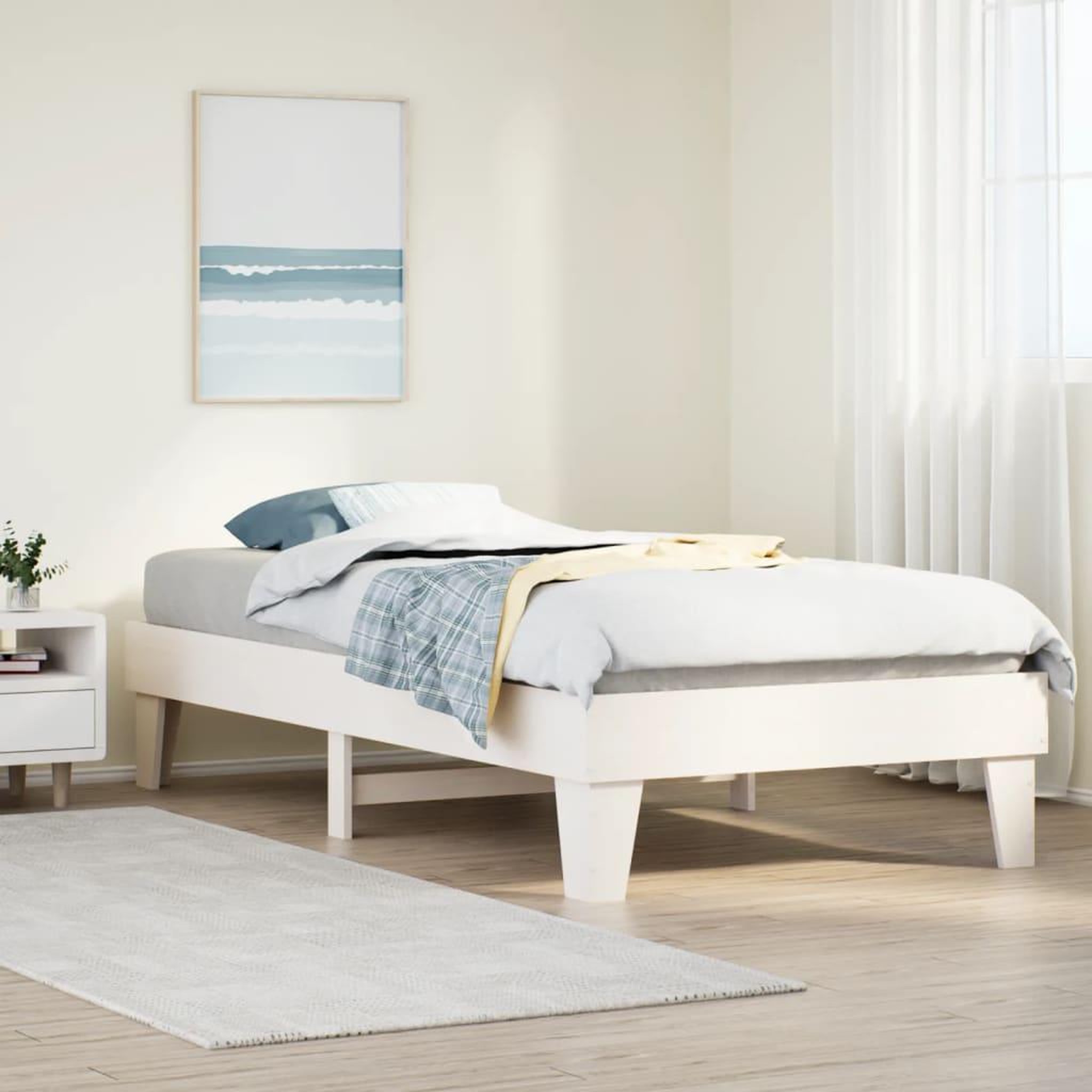 VIDAXL Cadre de lit sans matelas blanc 100x200 cm bois de pin massif