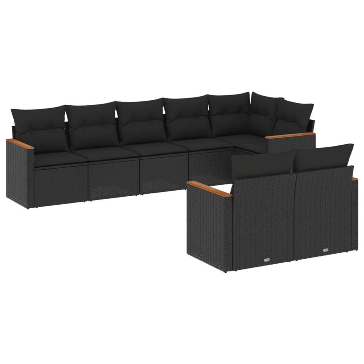 VIDAXL Salon de jardin 8 pcs avec coussins noir resine tressee