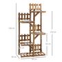 Voir la diapositive 3 : OUTSUNNY Étagère à fleurs en bois - porte plante bois 5 tablettes ornement petites barrières - dim. 60L x 30l x 130H cm - bois de sapin traité carbonisation