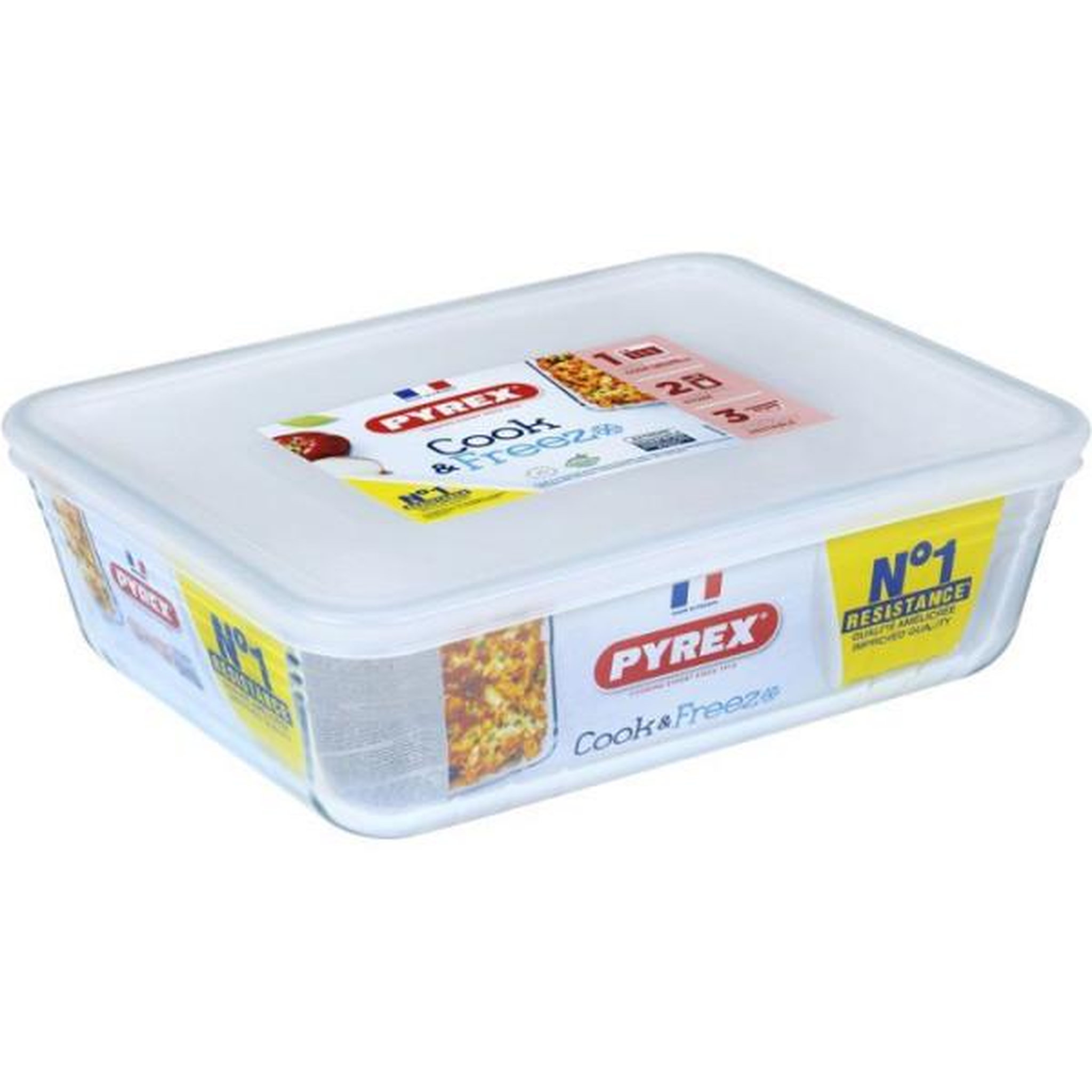 Voir la diapositive 3 : PYREX Boîtes de conservation rectangulaires - PYREX - Cook & Freez - Lot de 4 - Empilables - Verre borosilicate