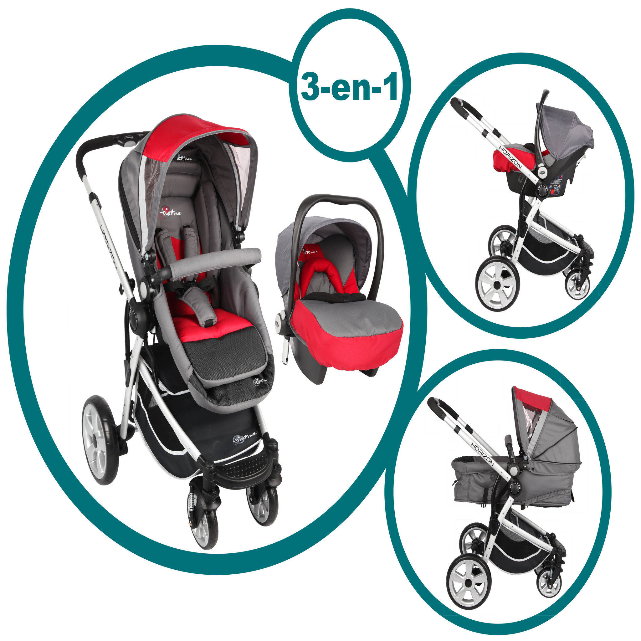 Voir la diapositive 4 : TROTTINE Poussette combiné duo 3 en 1 Horizon
