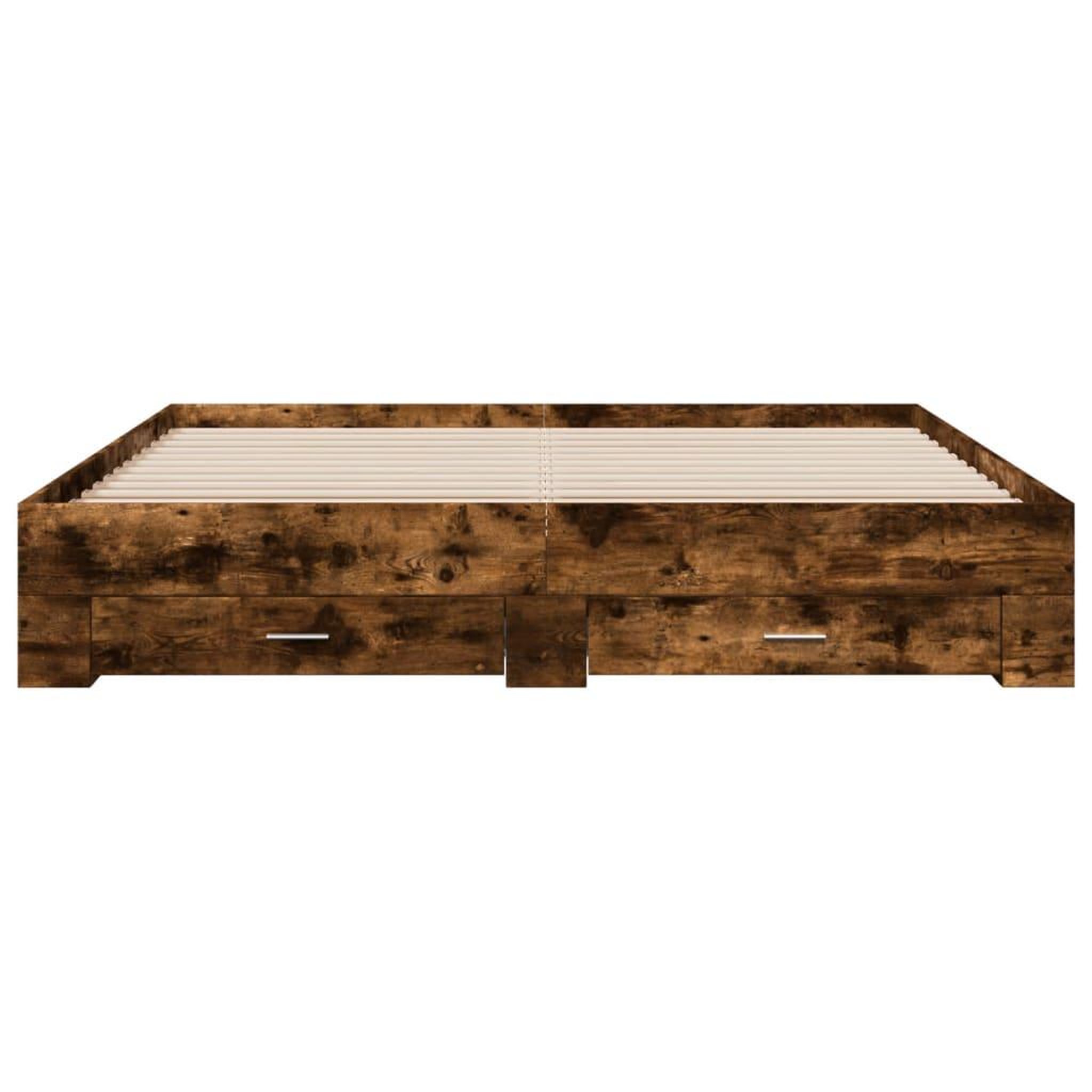 Voir la diapositive 4 : VIDAXL Cadre de lit avec tiroirs sans matelas chene fume 180x200 cm