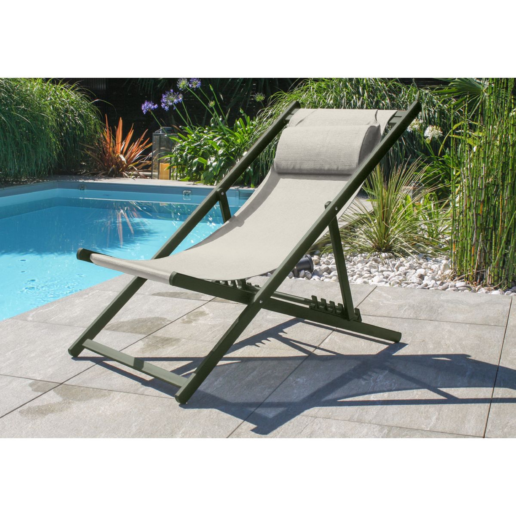 Voir la diapositive 2 : City Garden Chilienne de jardin - Aluminium et textilène - Kaki - JULIA