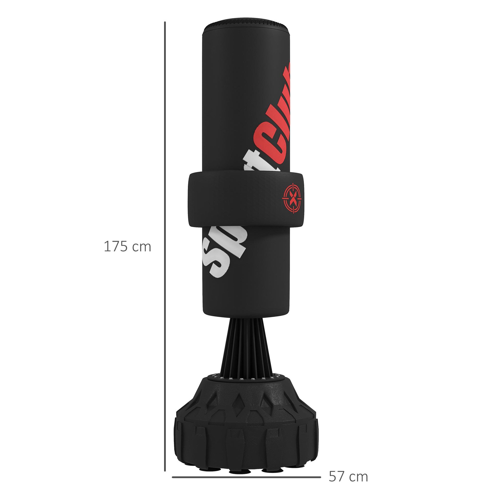 Voir la diapositive 3 : HOMCOM Sac de frappe boxe sur pied punching ball autoportant cible de touche réglable ventouses antidérapantes noir
