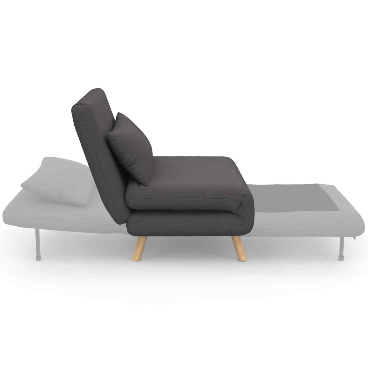ID MARKET Fauteuil convertible ROMEO lit d'appoint 1 place 80x190 cm tissu gris anthracite