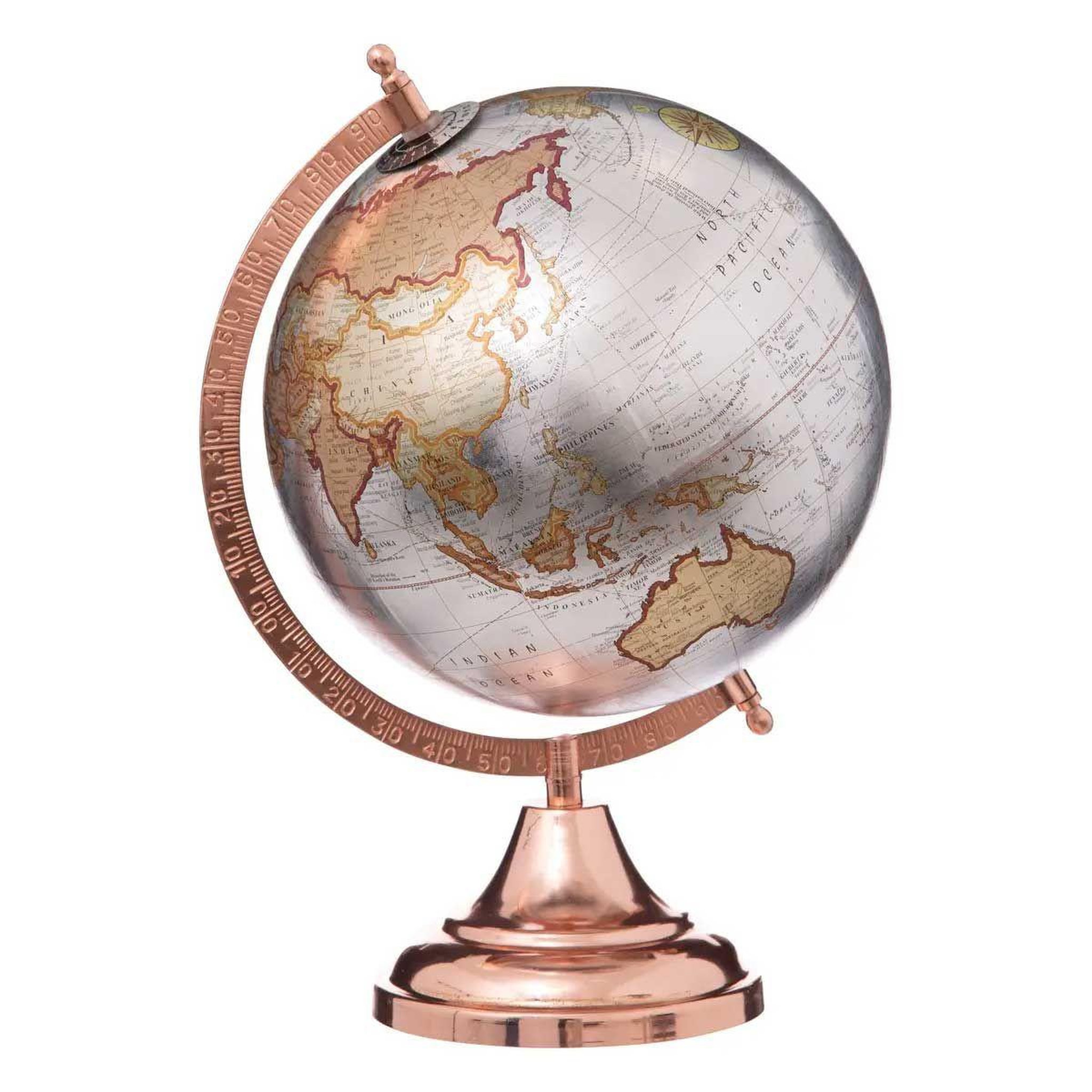 ATMOSPHERA Globe sur pied  terre  33cm argent & rose