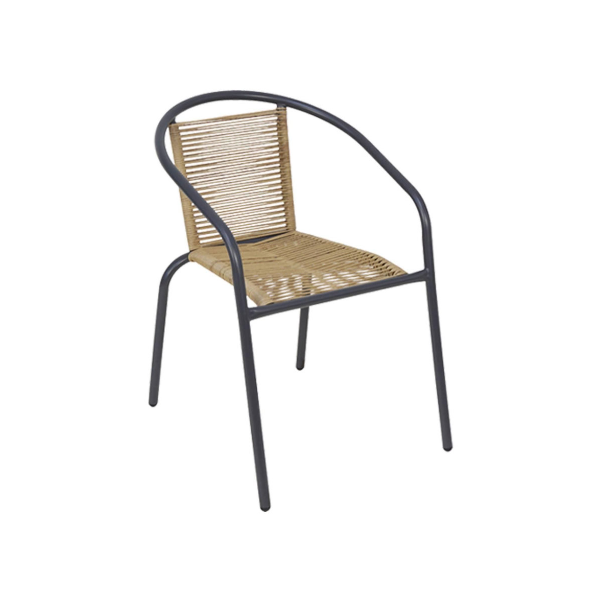 SWEEEK Fauteuils de jardin structure métallique anthracite et résine couleur naturelle. traitement antirouille. lot de 4 TONALA