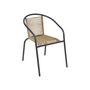 Voir la diapositive 5 : SWEEEK Fauteuils de jardin structure métallique noir et résine plastique couleur naturelle. traitement antirouille. lot de 4 TONALA