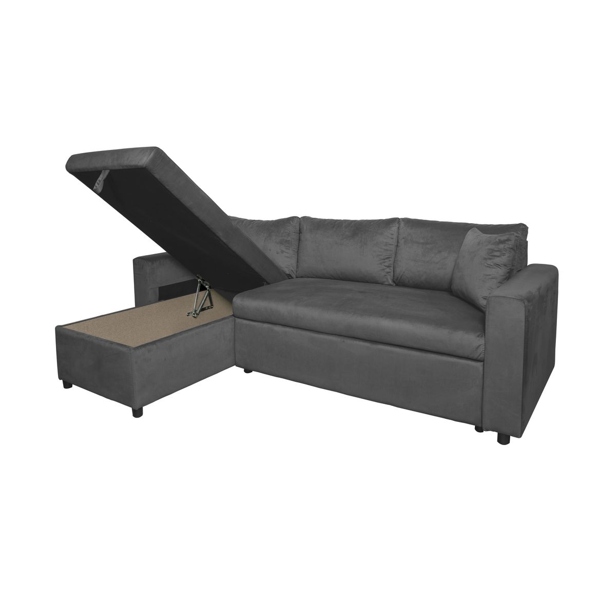 Canapé d'angle convertible et réversible  tissu aspect velours 3 places MATHILDE