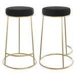 Rendez vous déco Lot de 2 tabourets pour îlot central 63 cm en velours noir - Kendal. Coloris disponibles : Noir, Jaune