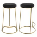 Rendez vous déco Lot de 2 tabourets pour îlot central 63 cm en velours noir - Kendal. Coloris disponibles : Noir, Jaune