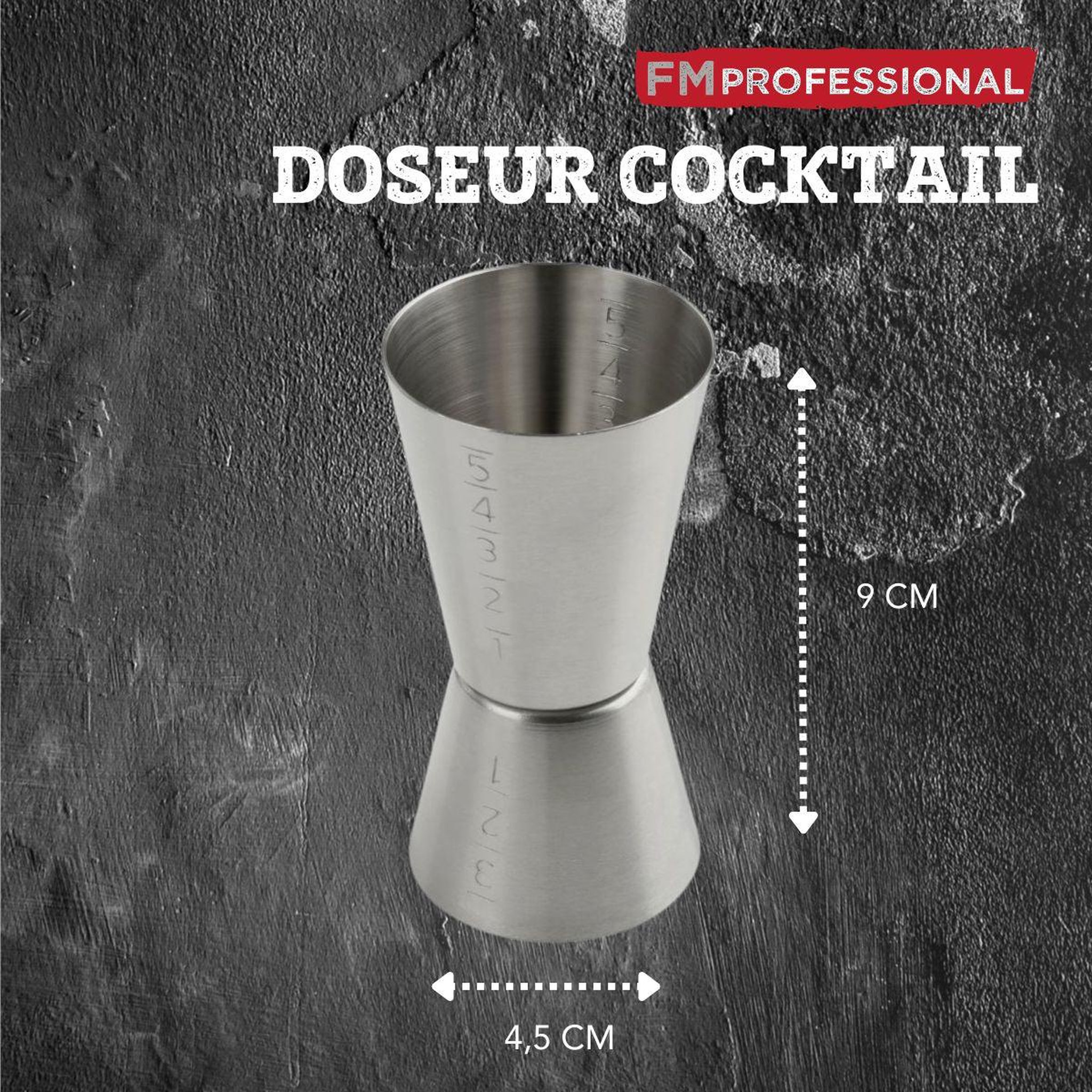 Voir la diapositive 3 : FM PROFESSIONAL Doseur alcool pour cocktail 5 cl et 3 cl en inox fm professional boissons