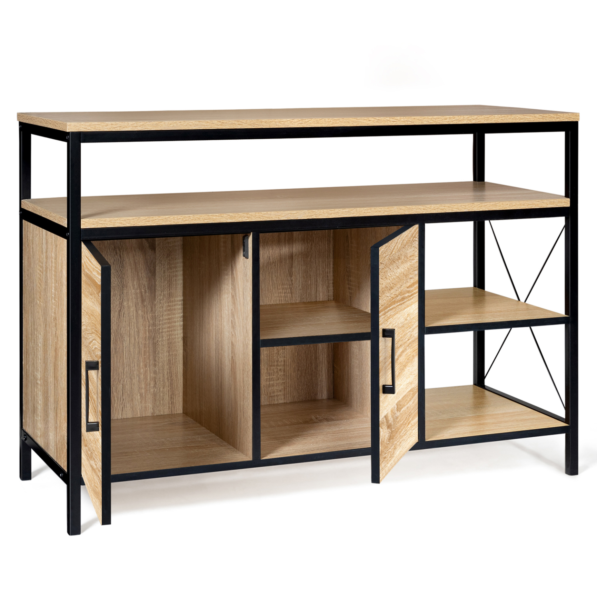 Voir la diapositive 5 : ID MARKET Buffet bas 100 cm 2 portes detroit design industriel