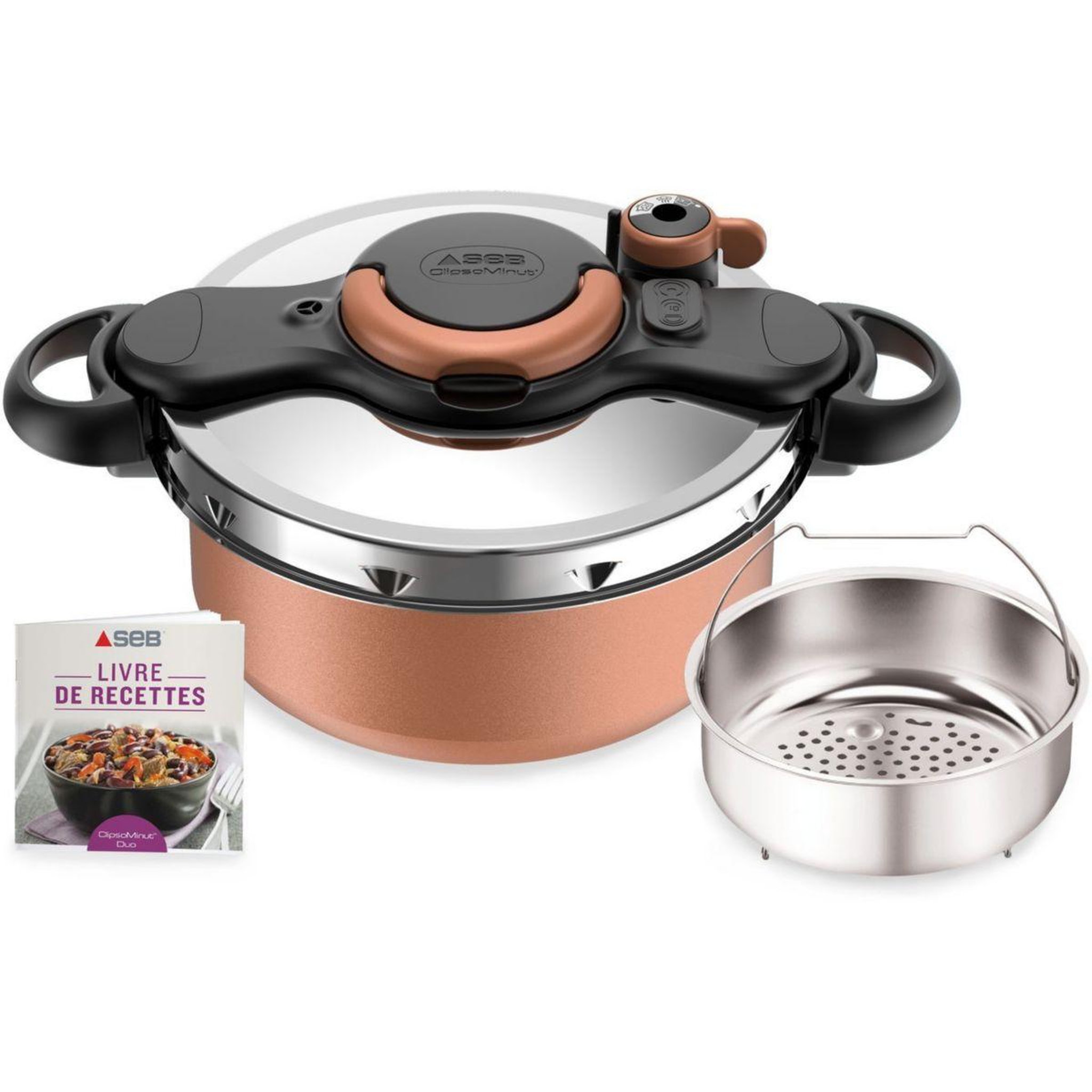 Voir la diapositive 2 : SEB Autocuiseur clipsominut duo copper 5l p4705101