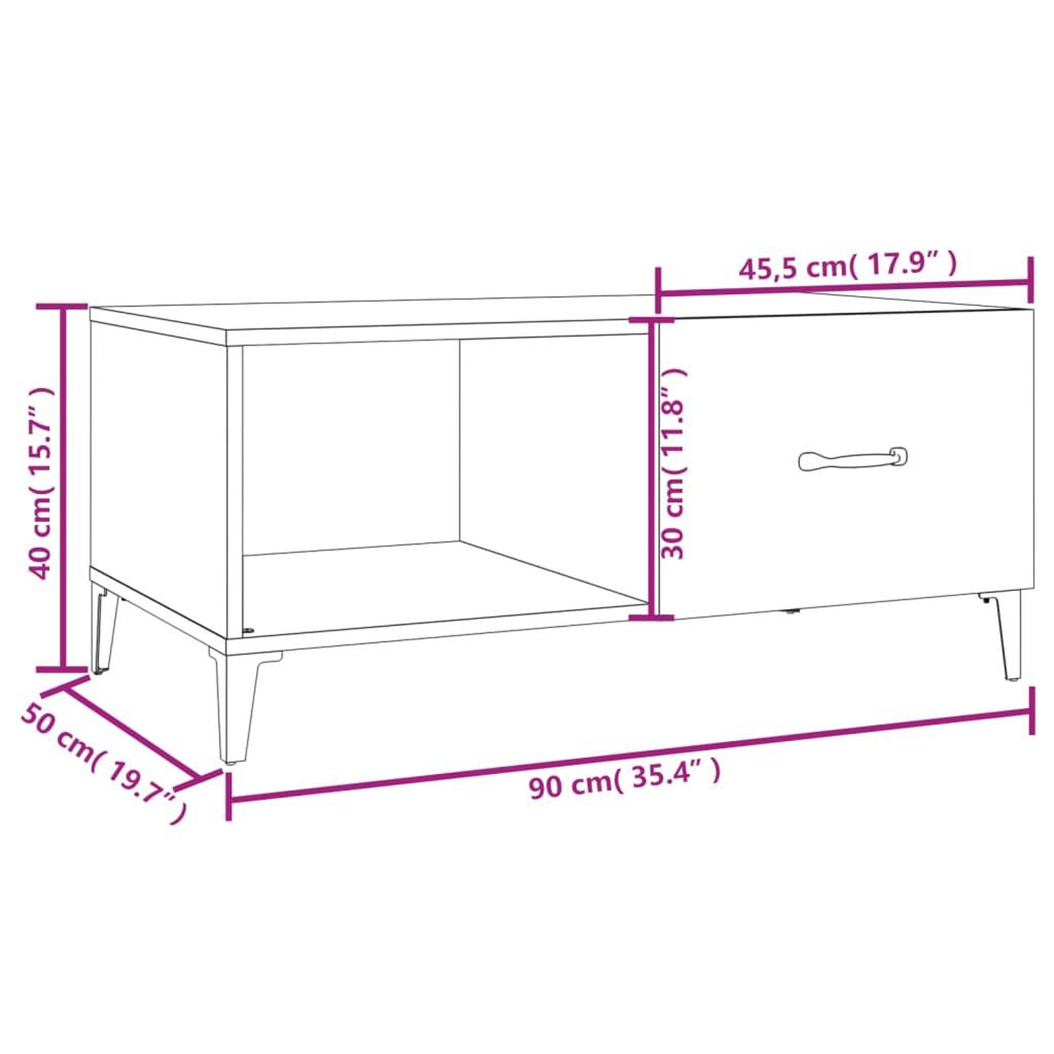 Voir la diapositive 6 : VIDAXL Table basse Blanc brillant 90x50x40 cm Bois d'ingenierie
