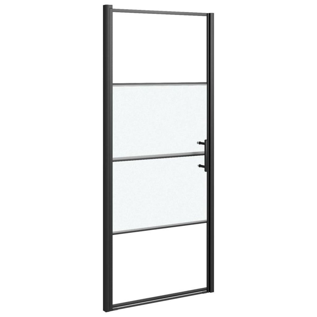 VIDAXL Porte de douche 81x195 cm Verre trempe demi-depoli Noir