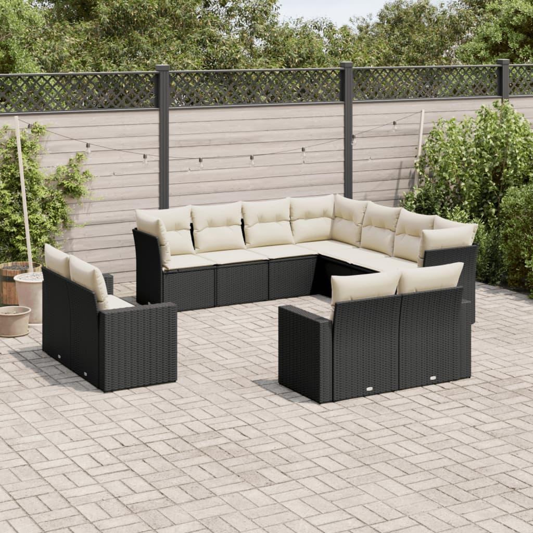 VIDAXL Salon de jardin 11 pcs avec coussins noir resine tressee