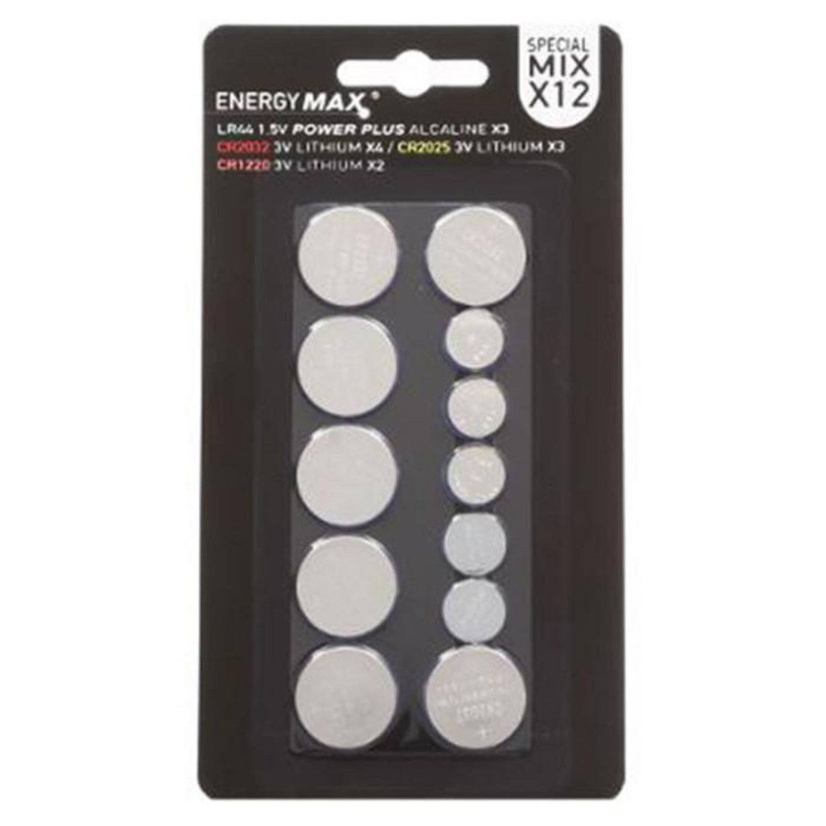 ENERGY MAX Lot de 12 Piles Rondes  Energy  15cm Argent