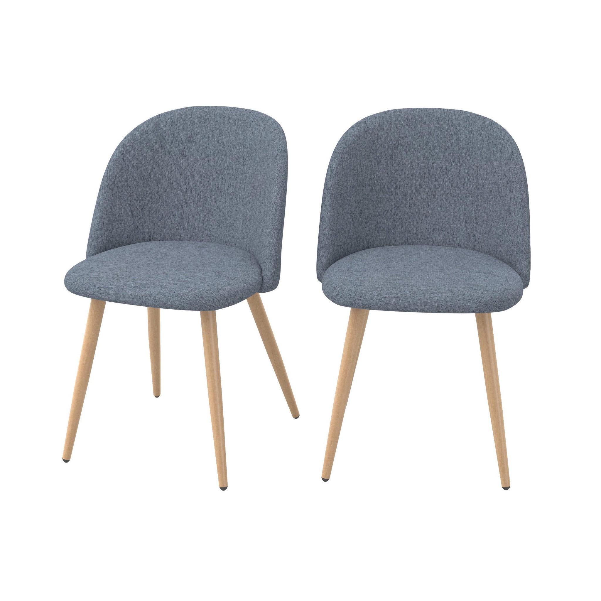 MAISON PAVANE Lot de 2 chaises en tissu bleu marine et pieds en métal-cozy