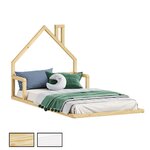 IDIMEX Lit enfant ELOA type Montessori, couchage 90x200 cm, en pin massif. Coloris disponibles : Blanc, Marron