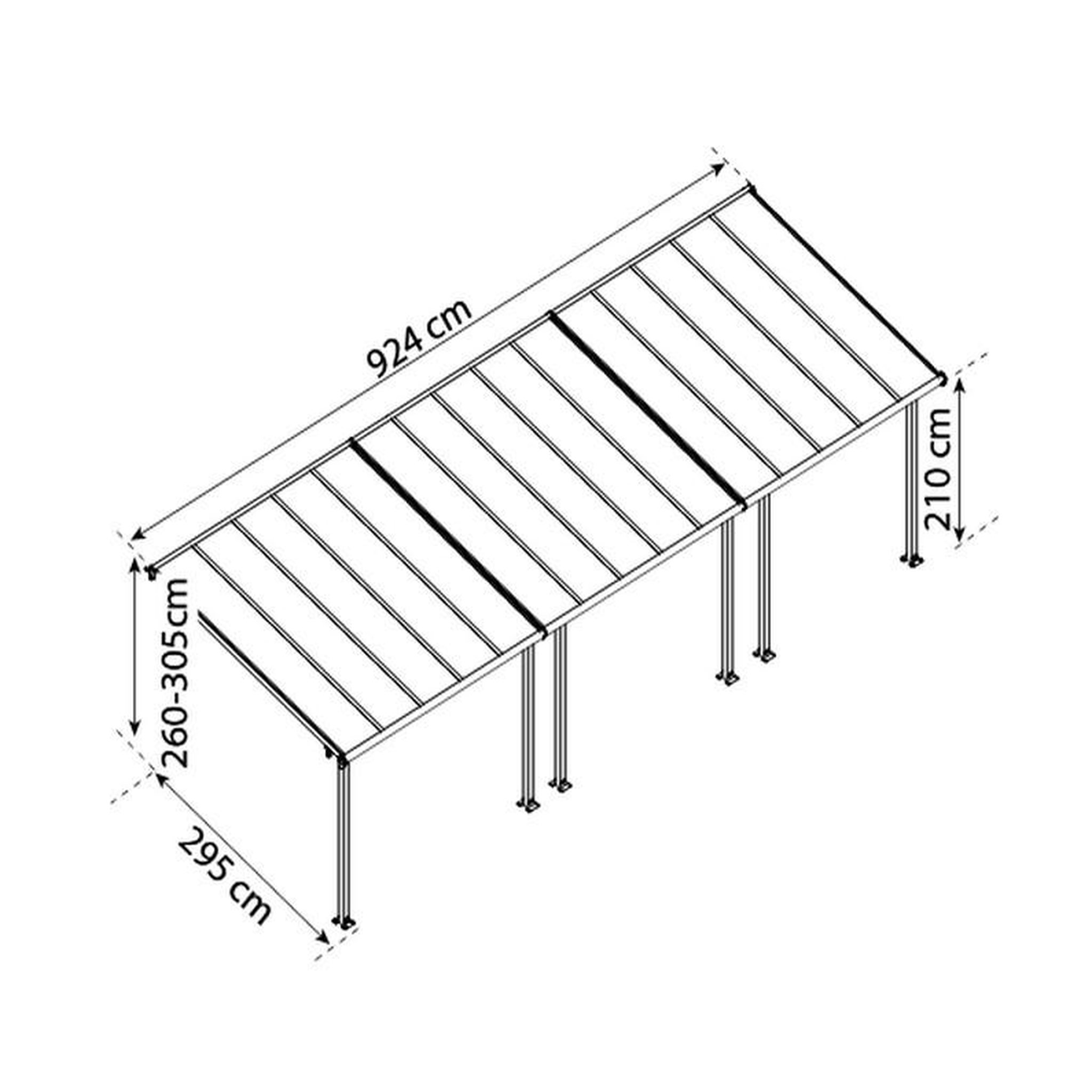 Voir la diapositive 2 : Palram Pergola 27.3m² gris anthracite - 704358