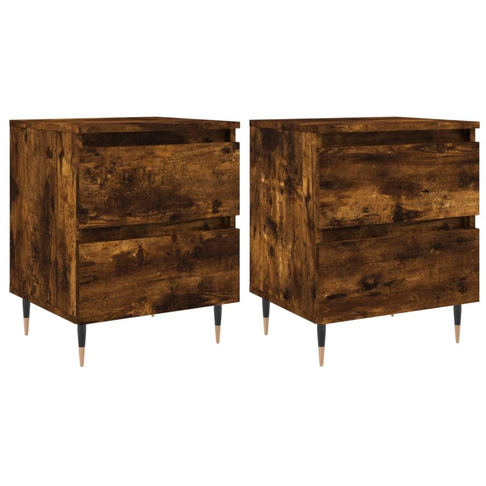 Voir la diapositive 2 : VIDAXL Tables de chevet 2 pcs chene fume 40x35x50 cm bois ingenierie